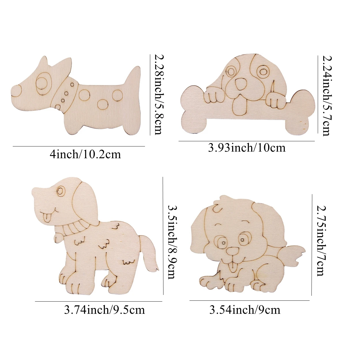 8Pcs/Set Carton Dogs Wooden Crafts Multi Type Dogs Ornament For Dog's Happy Birthday Party Decorations Kids DIY Painting Gifts