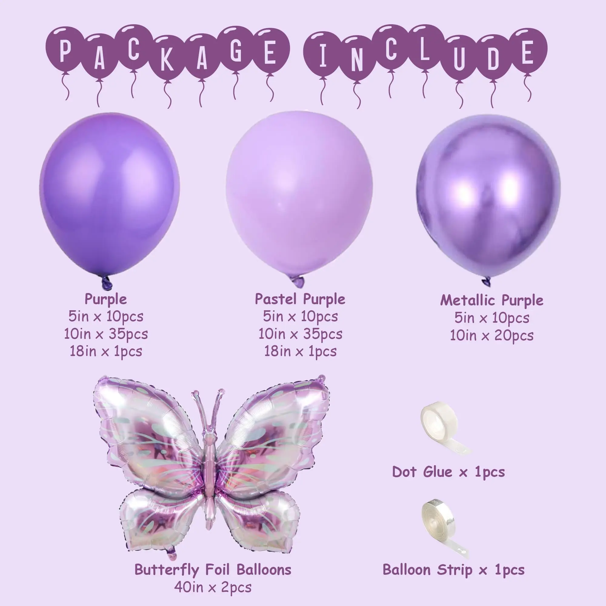 Butterfly Balloon Arch Garland Kit Purple Balloons with Foil Butterfly for Girl's Birthday Wedding Mother's Day Party Decoration