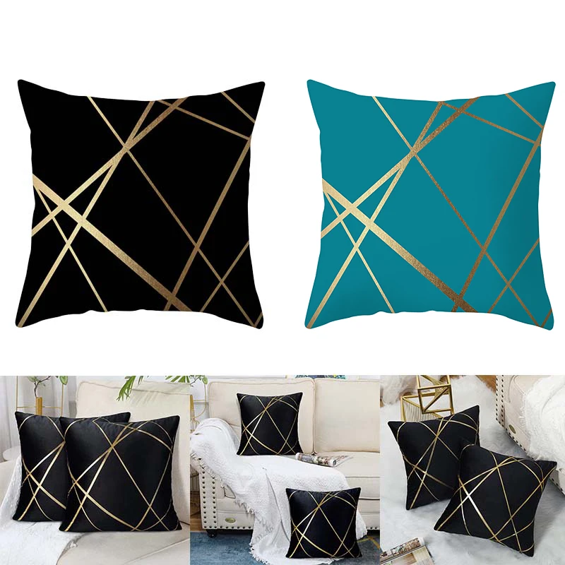 Fashion Design Velvet Cushion Cover 45x45cm Home Decor Golden Line Sofa Pillow Cover Home Pillowcase 5
