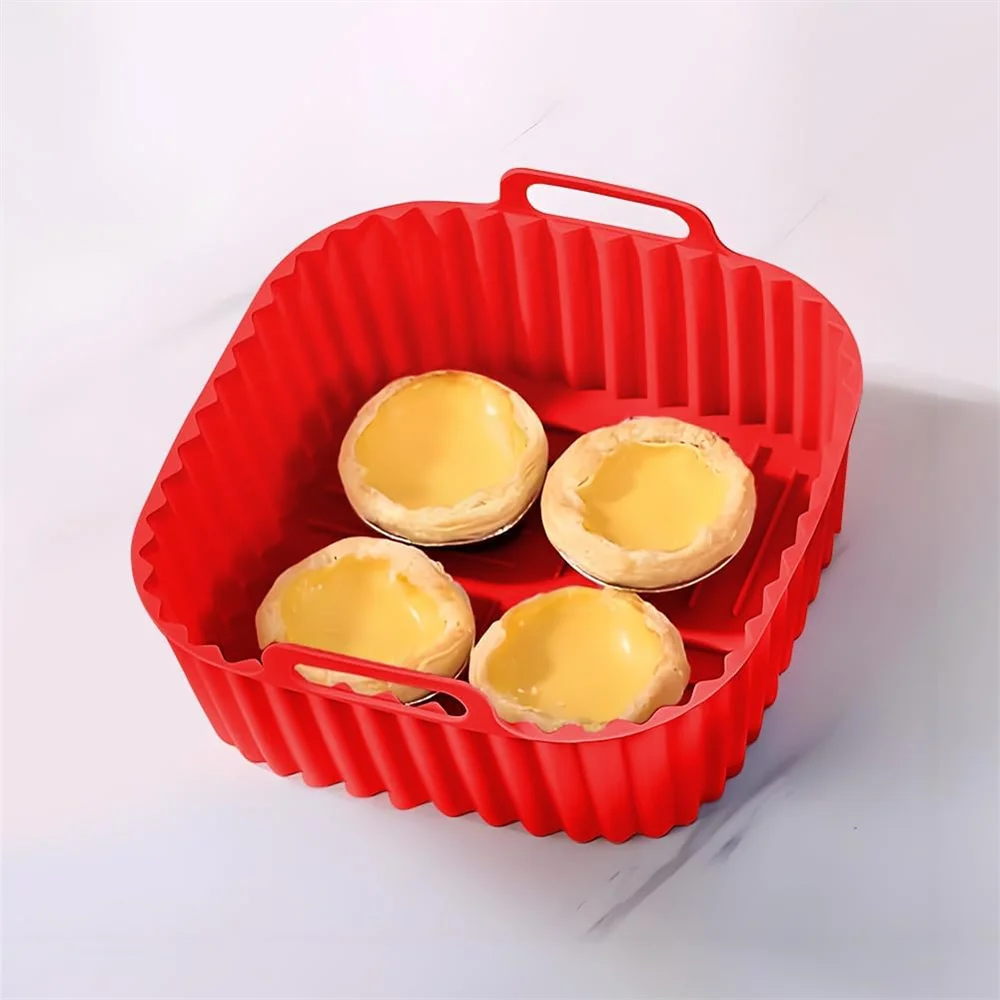 Durable Silicone Air Fryer Liner - 8-Inch Square, Reusable and Easy to Clean