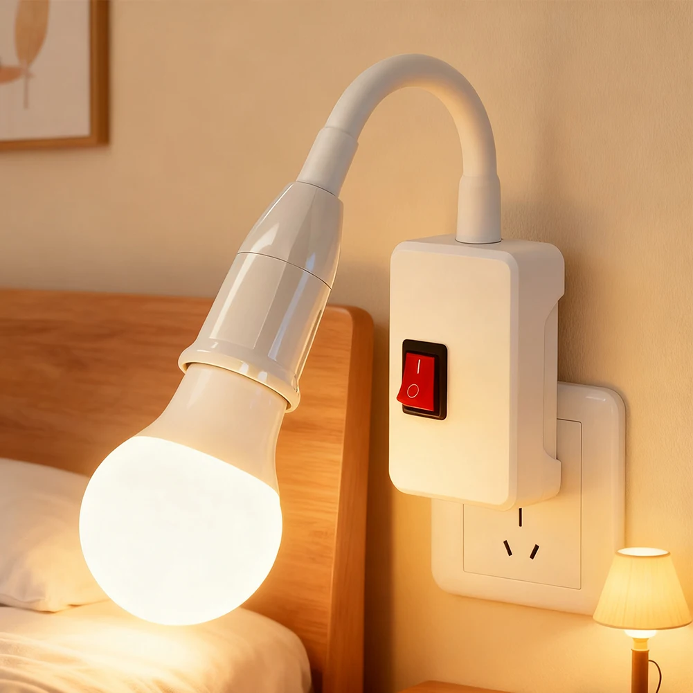 Stainless Steel Hose E27 LED Table Lamp Swivel Head with Switch Direct Plug EU US UK Plug Bulb Holder Steering Lever