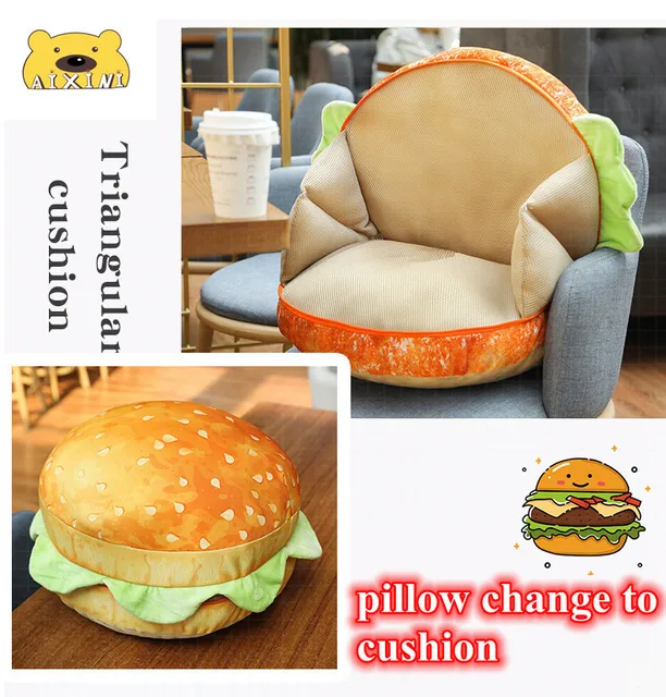Kawaii Plush Instant Noodles Hamburger Burger Pillow Stuffed Fried Gift Cute Pillow Chicken Nugget Food Plushies Sofa Cushion 2