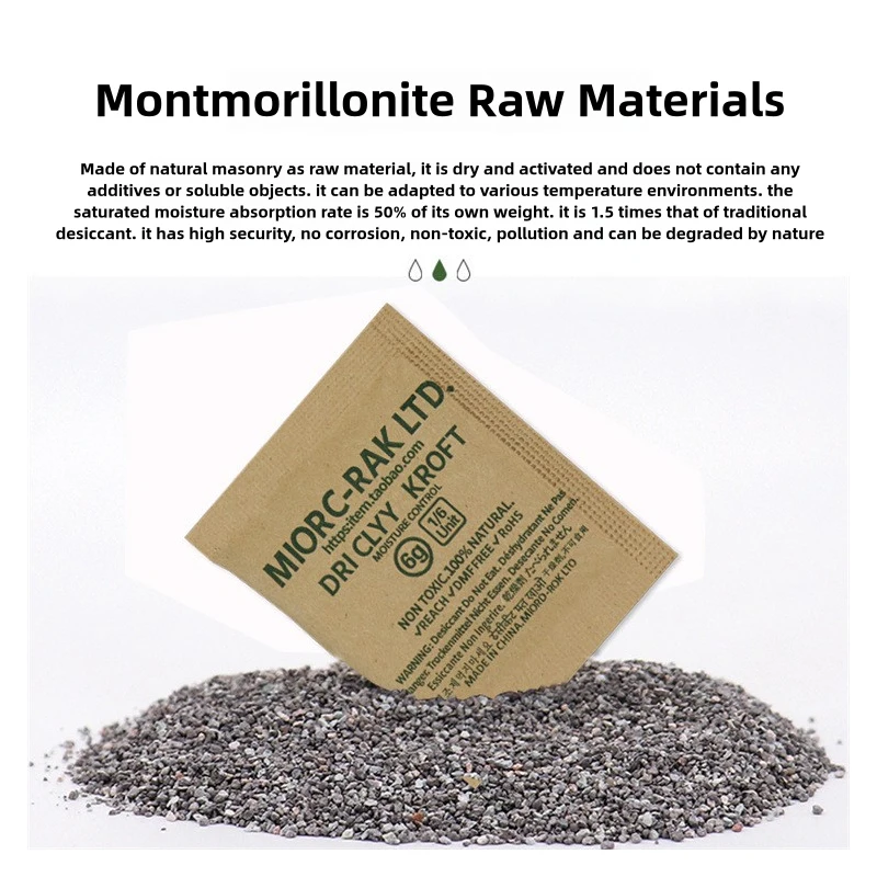 2Gram 100Pack 1/16U Montmorillonite Kraft Clay Desiccants Packs for Storage Silica Gel Packets Alternative, Food Safe Bentonite