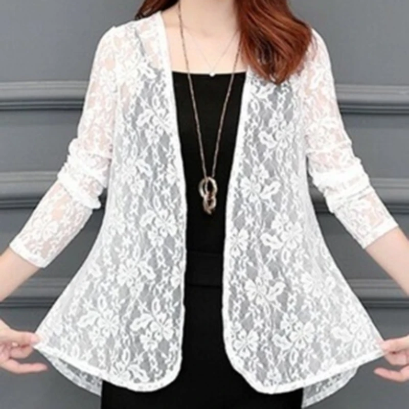 

Women Summer Kimono Cardigan Sunproof Blouse Boho Style Beach Lace Chiffon Sunscreen Outwear Casual Long Sleeve Shirt Cardigan