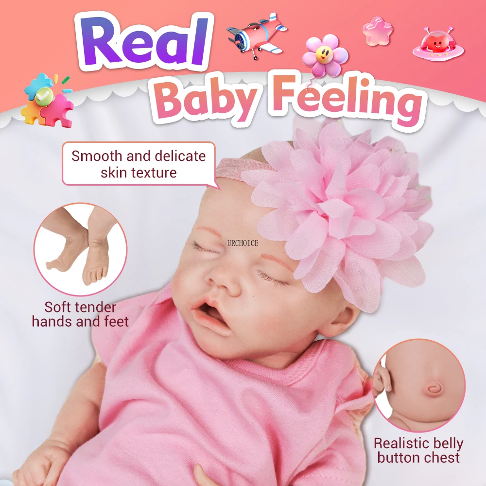 

Waterproof 18" Full Body Silicone Reborn Doll Handmade Panited/Unpainted Flexible Realistic Baby Newborn Girl Doll Toys Gift