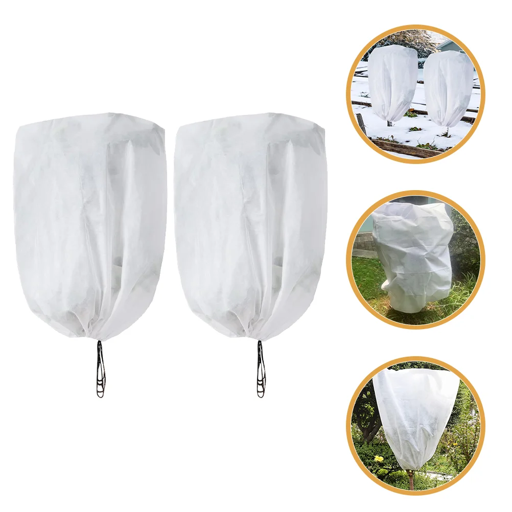 

2 Pcs Plant Cover Frost Covers for Outdoor Plants Freeze Protection Drawstring Shield Palm Tree Winter Coverings