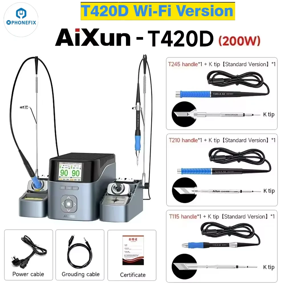 JC Aixun T420D WiFi + 블루투스 모듈 휴대 전화 PCB 마더 보드 수리 도구 용 듀얼 채널 지능형 납땜 스테이션