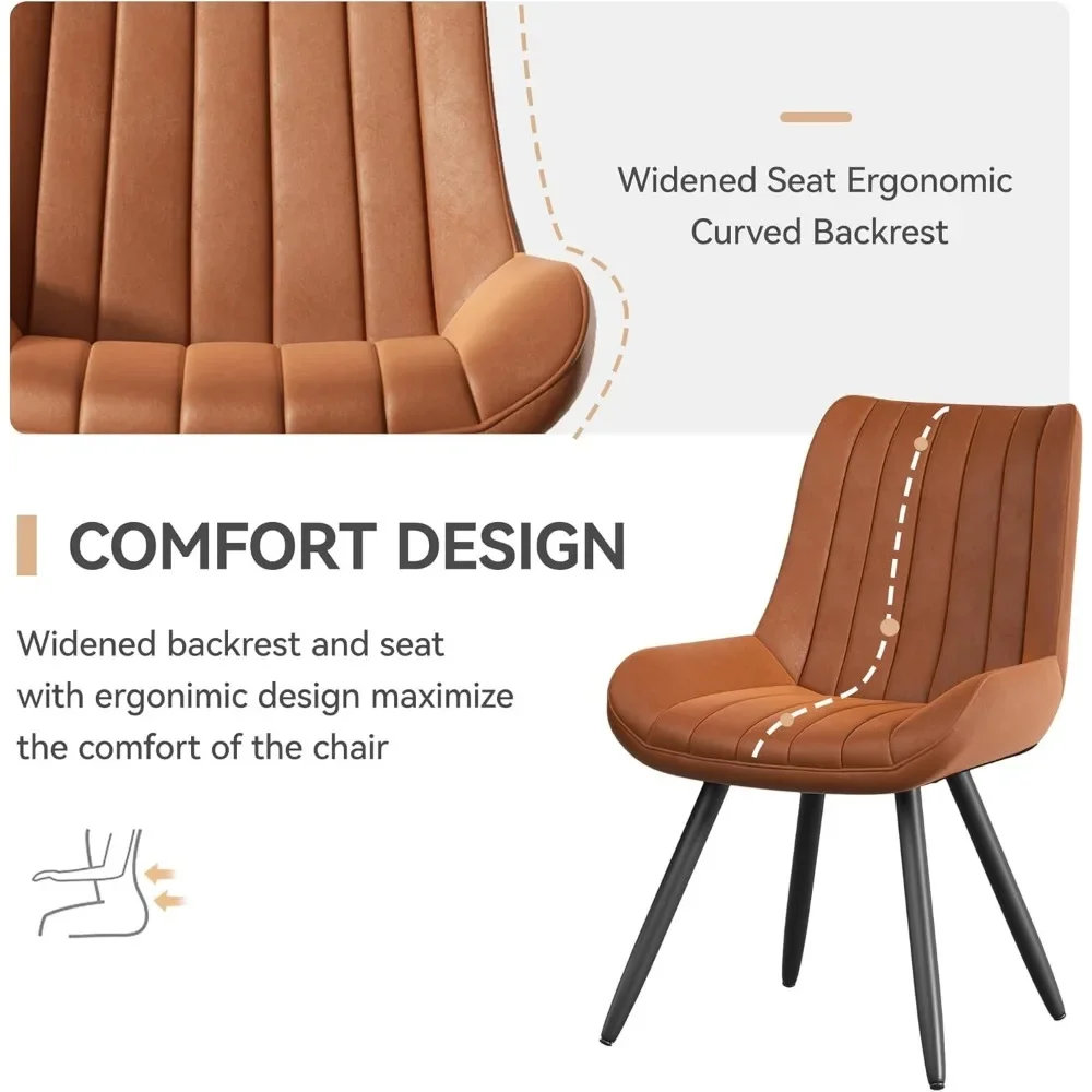 Dining Chairs Set of 6, Mid Century Modern Kitchen Chairs with Soft Cushion, Comfortable Upholstered Fabric