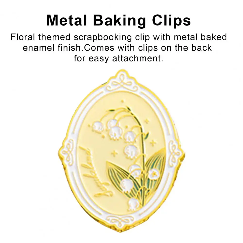 

Flower Clip Enamel Flower Badge Scrapbook Clip Floral Theme Anti-slip Portable Metal Decoration Clamp for Scrapbooking Birthday