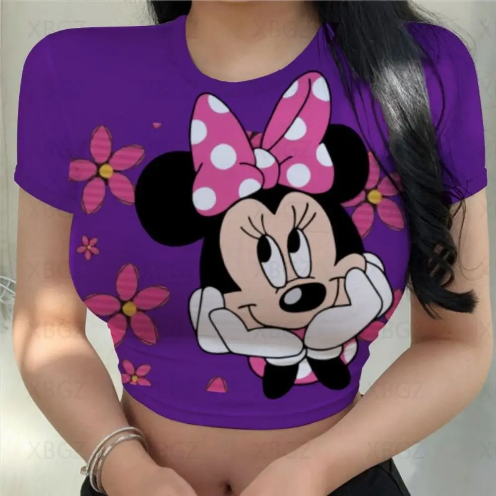 Sexy impressão kawaii roupas femininas dos desenhos animados y2k festa  ponto verão colheita topo magro ajuste t camisa apertado das mulheres  camiseta moda disney