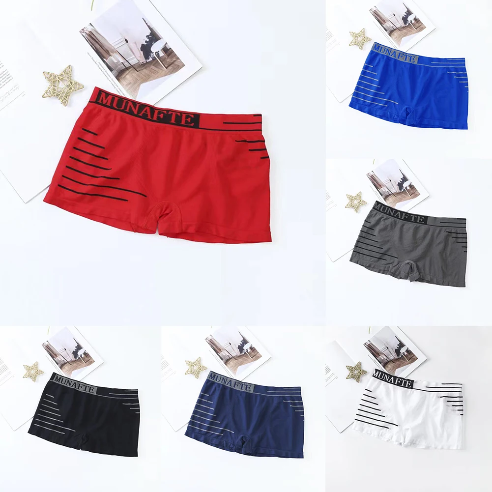Men's Stretch Middle Waist Boxer Brief Sexy Underwears Trunks Underpant Seamless Boxers Shorts Breathable Quick Dry Flat Boxers