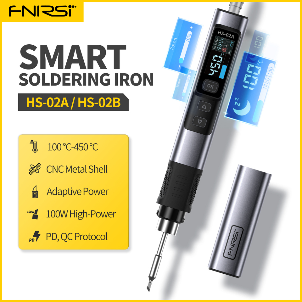 FNIRSI HS-02 Portable Heat Control Device DC 20V 100-450℃ PD 100W for DIY and Professional Use