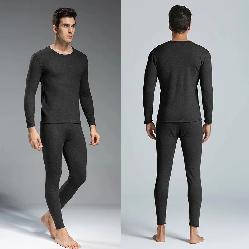 Autumn and winter men's long-sleeved trousers suit comfortable leisure sports warm suit plus size fat men's home underwear suit 2