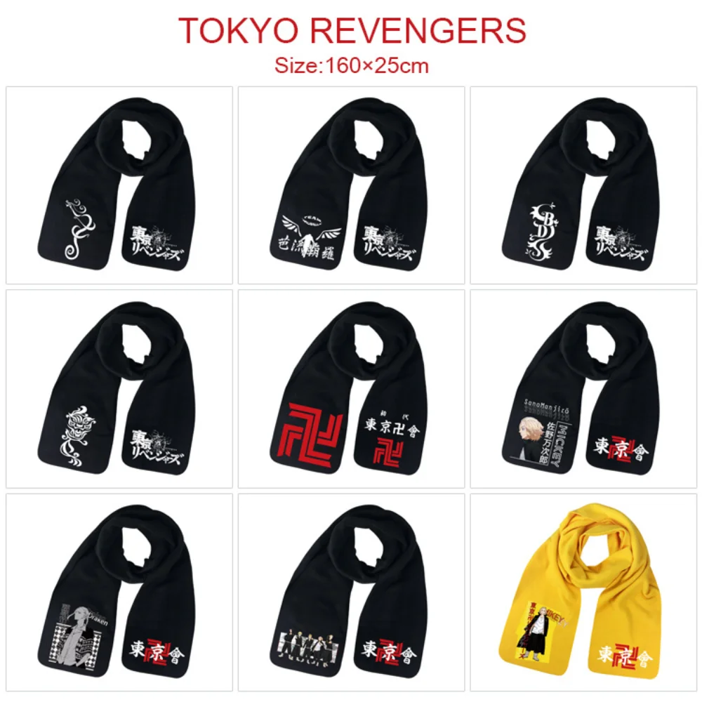 

Tokyo Revengers Scarf Anime Plush Cartoon Unisex Teenager Autumn Winter Warm Scarves Cartoon Printing Casual Cosplay Gift