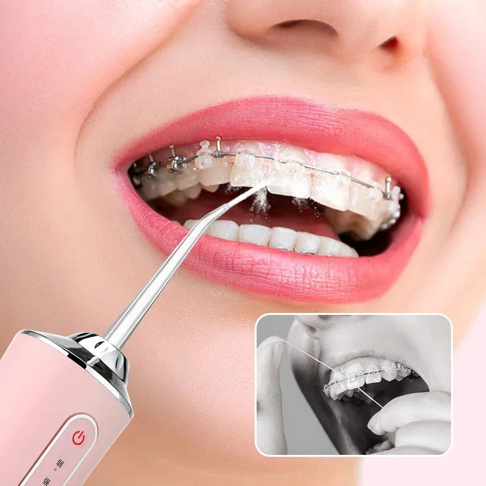 Oral Irrigator 220ML USB Rechargeable Dental Flosser Portable Dental Waterproof Waterproof Irrigator Tooth Cleaner