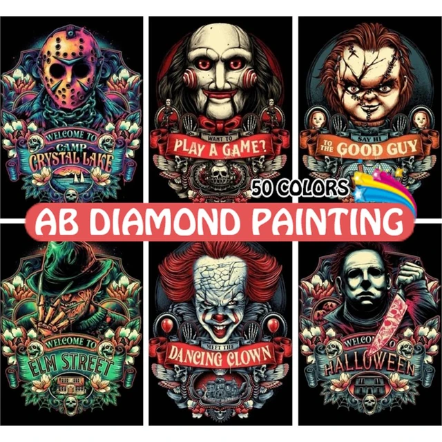 DIY Horror Diamond Painting Movie Classic Characters Collage Full Diamond  Embroidery Rhinestone Art Halloween Home Decor Picture