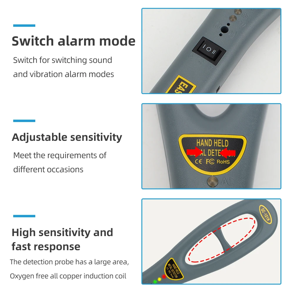 Handheld Metal Detector GC 101H 9V Battery Professional Security Check Bounty Instrument Scanner Finder for Nail