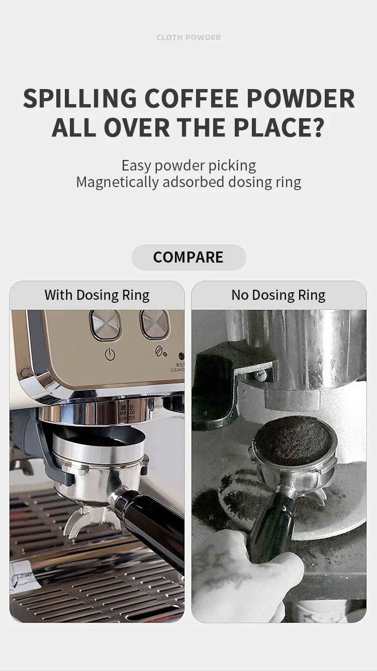 Description Picture 4 of itemCoffee Dosing Ring Magnetic For Delonghi Breville Portafilter Espresso Accessories Barista Funnel Tool Coffeeware 51MM 53MM 58MM