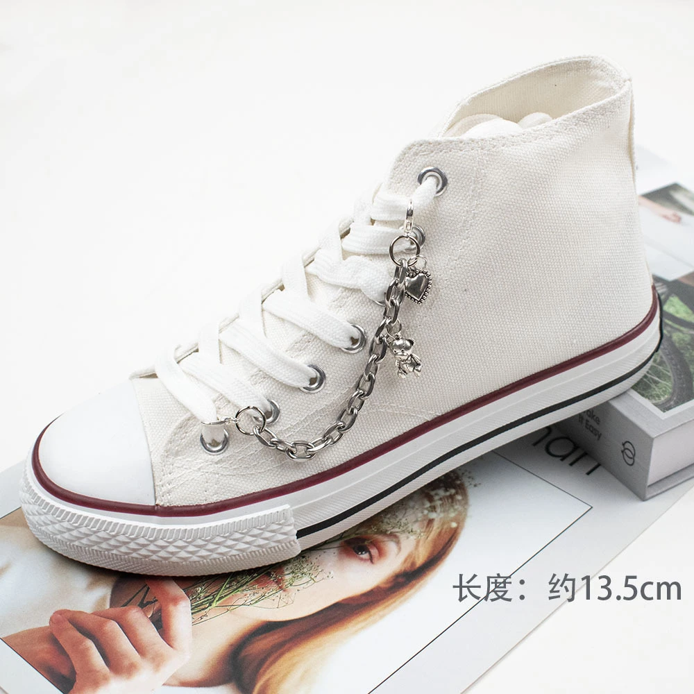 1 Stück Kette Canvas Sneakers Schuhe Spitze Charms hängender Schlüsselanhänger Zubehör für Clogs Handyhülle Herz Dekorationen Unisex Geschenke – Detail 5
