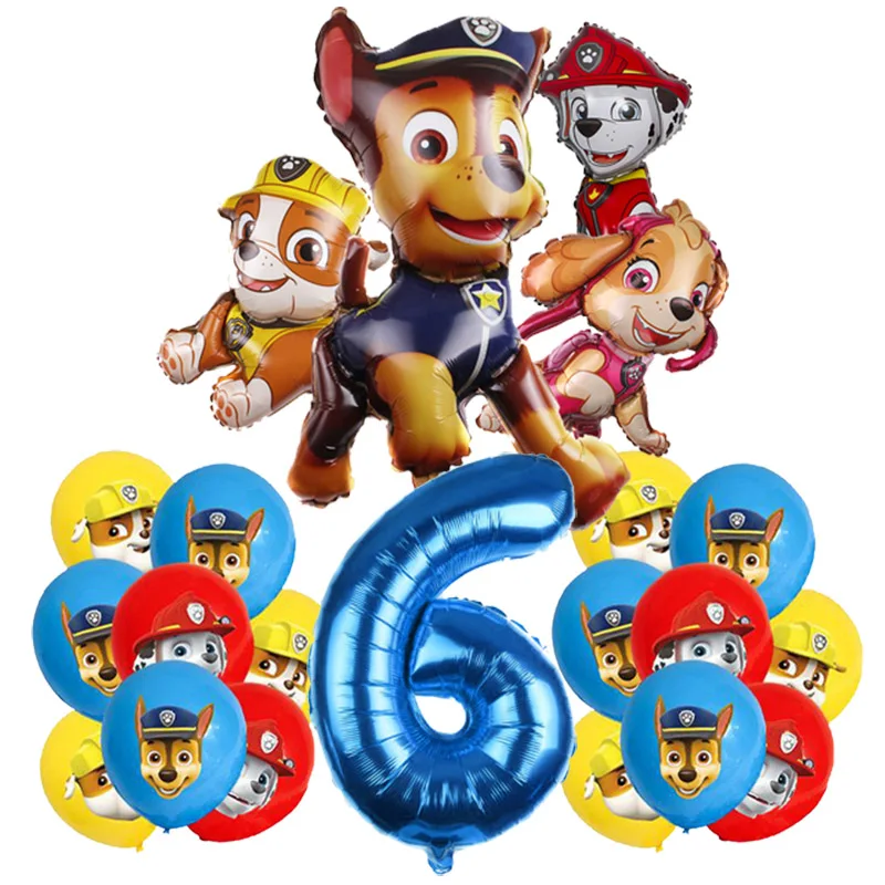 thumbnail image 1 of Decoración para fiesta de cumpleaños de perros de la Patrulla Canina, grupo decorativo, vajilla desechable, globos combinados para suministros de fiesta para niños, 1 of 5