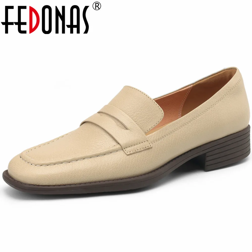 

FEDONAS Low Heels Women Pumps Genuine Leather High Quality Shoes Woman 2024 Spring Summer Concise Casual Working Pumps Loafers
