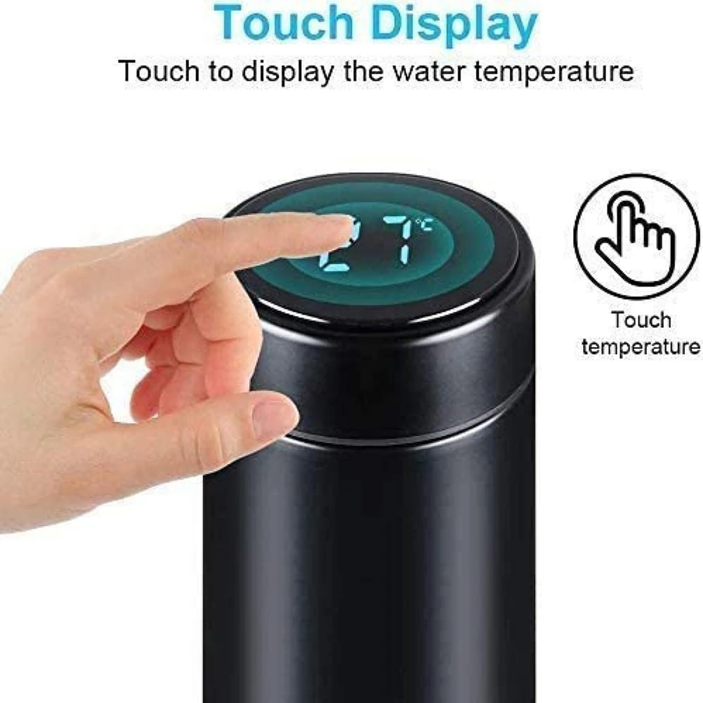 LED 스마트 보온병 물병, 디지털 온도 디스플레이, 304 스테인리스 스틸, 새해 발렌타인 데이 선물, 500ml