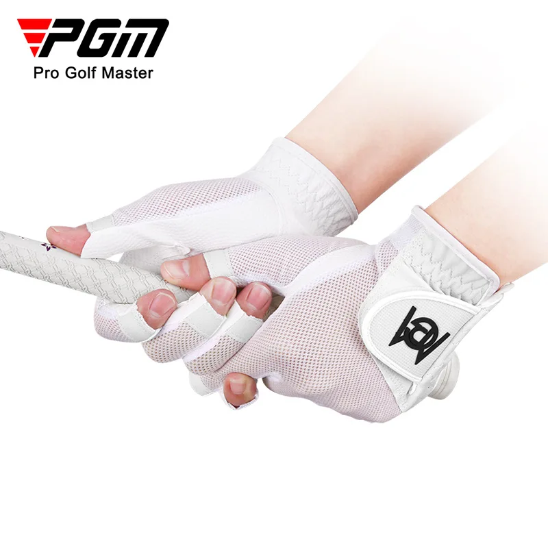 PGM 1 Pair Women's Fingerless Golf Gloves for Women Anti-Slip PU Mesh Breathable Ladies Golf Glove for Female Golf Accessories