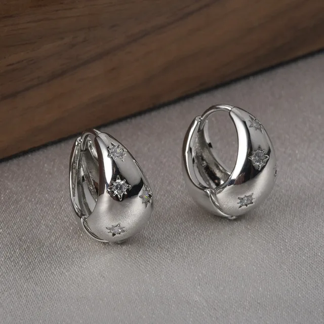 Boucles d'oreilles créoles vintage CZ pour femme, tendance, épaisses, rondes, pendantes, bijoux quotidiens scintillants, cadeau pour elle