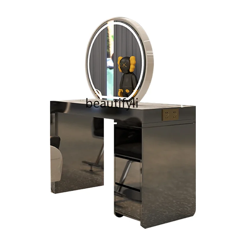 

Single-sided and double-sided hairdressing mirror with cabinet for hair cutting, perming and dyeing table in hair salon