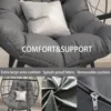 Oversize Wicker Egg Chair, Outdoor Indoor Egg Basket Lounge Chair w Large Cushion for Patio Backyard Garden Living Room (Grey) 3