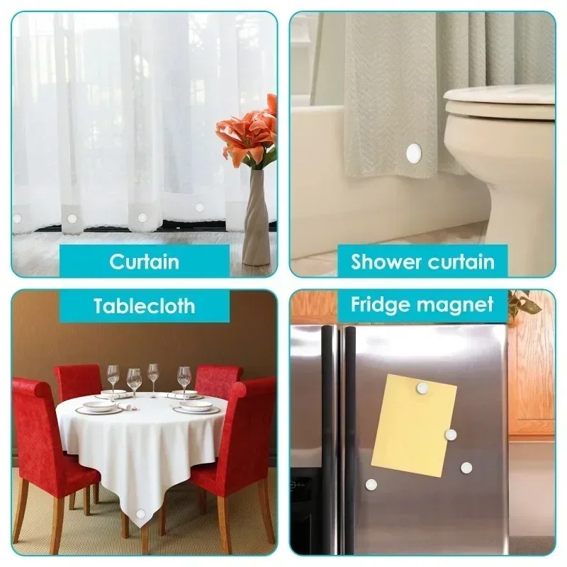 Magnetic Shower Curtain Weights 10/1x curtain clips shower curtain weights Waterproof Magnetic Buckle Fridge Tablecloth Magnet Button Reusable Nailless Curtain Clips