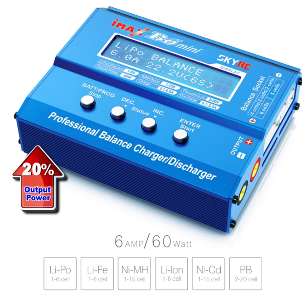 Imax Skyrc B6 80W Balance Charger Scaricatore Per Rc Helicopter Lipo Nimh Li-Ion Ni-Cd Rc Battery Balance Caricabatterie Digitale Lcd