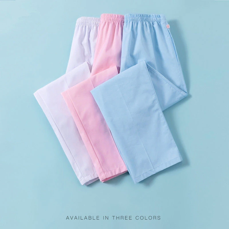 Summer Breathable Nurse Uniform Pants women with pocket Doctor Stretch Solid Color Work Pants Dental Pet grooming Scrub medical scrubs
