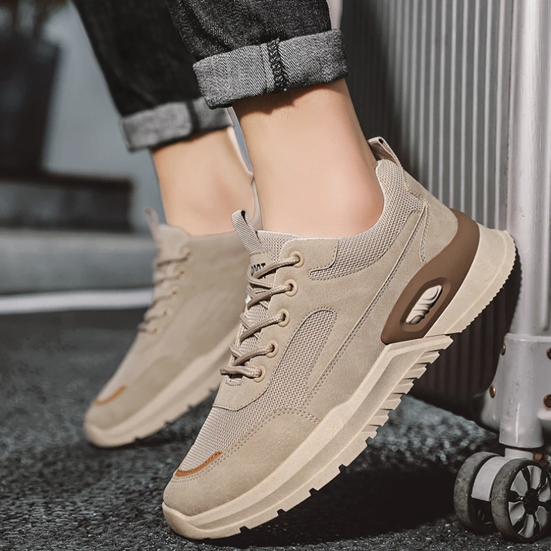 

Casual Lace-up Sneakers Men's Solid Color Mesh Breathable Soft Bottom Running Shoes Comfortable Trainers Zapatillas Hombre