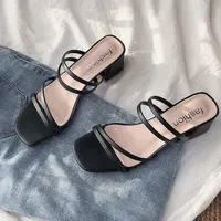 Sandales à talons hauts pour femmes, chaussures d'été décontractées, talon carré, bout ouvert, sangle à la cheville, sandales compensées pour dames, nouvelle collection 2022 6