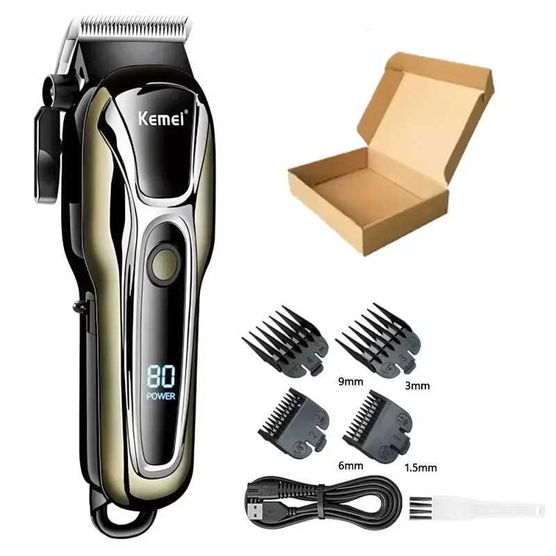Kemei PG1990A Rechargeable Hair Clipper or Limit Combs Professional Cordless Men Hair Trimmer Men's Hair Cutting Machine Barber
