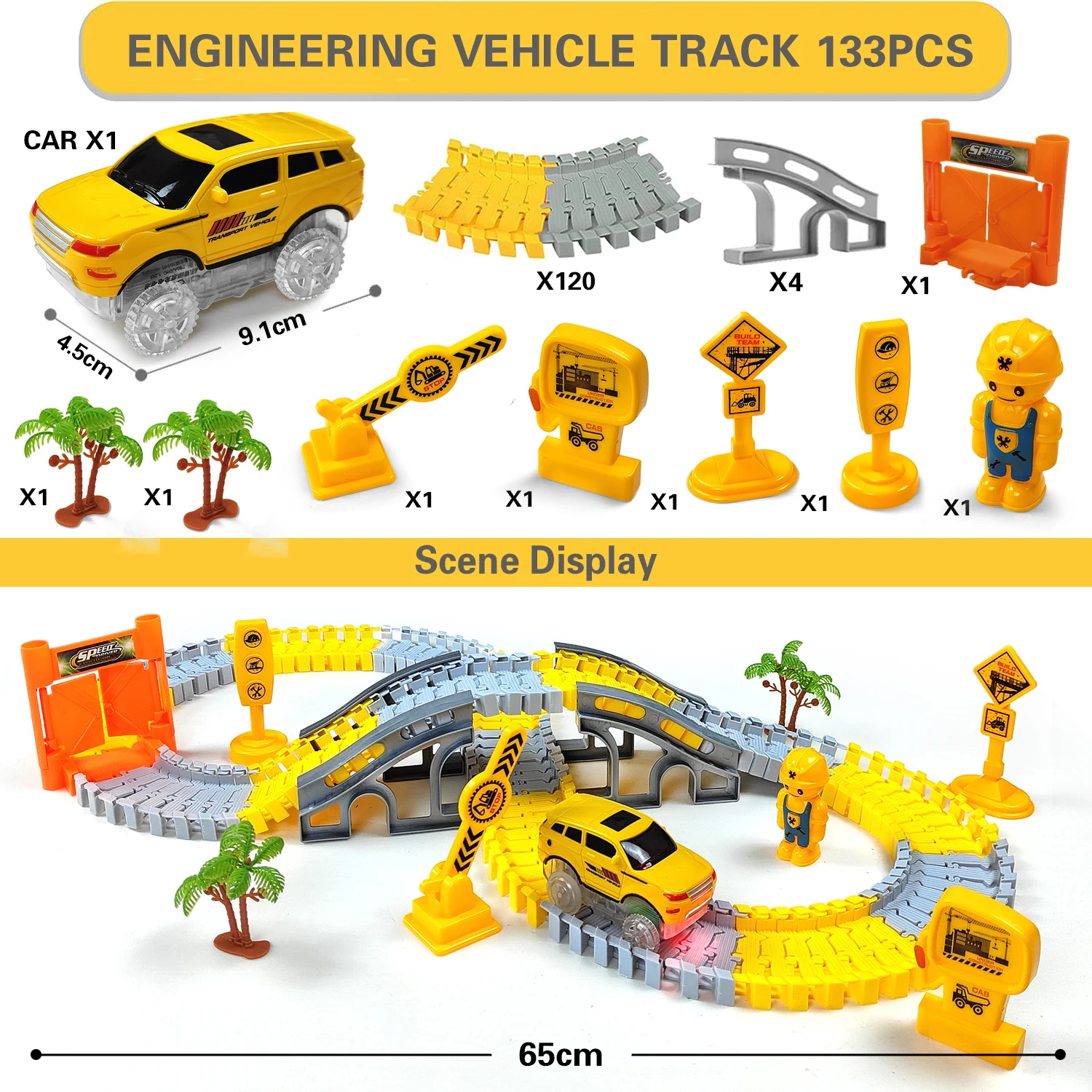 Track Car Train Toys Children Electric Track Toy Car Engineering Car Kids Educat