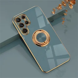 Luxury Plating Magnetic Case with Ring Holder for Galaxy S26 Plus (Gray)