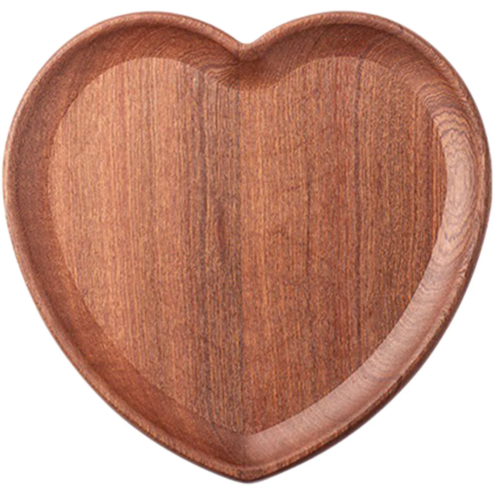 Wooden Heart Shaped Tray Reusable Wood Plate Portable Snack Dish Dessert Cheese Appetizer Salad Fruit Storage Tray For Home Use 5
