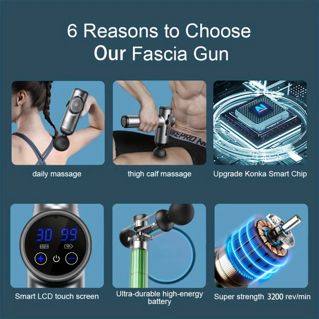 99 Level Massage Gun Fascia Deep Muscle Relax Body Neck Massager Electric Fitness Equipment Noise Reduction Male Female 4