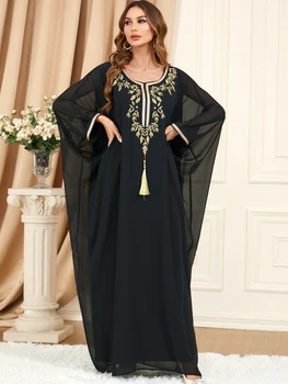 African Muslim Caftan Abaya for Women Dress Summer Bat Sleeve Long Abaya Oversized Loose Robe