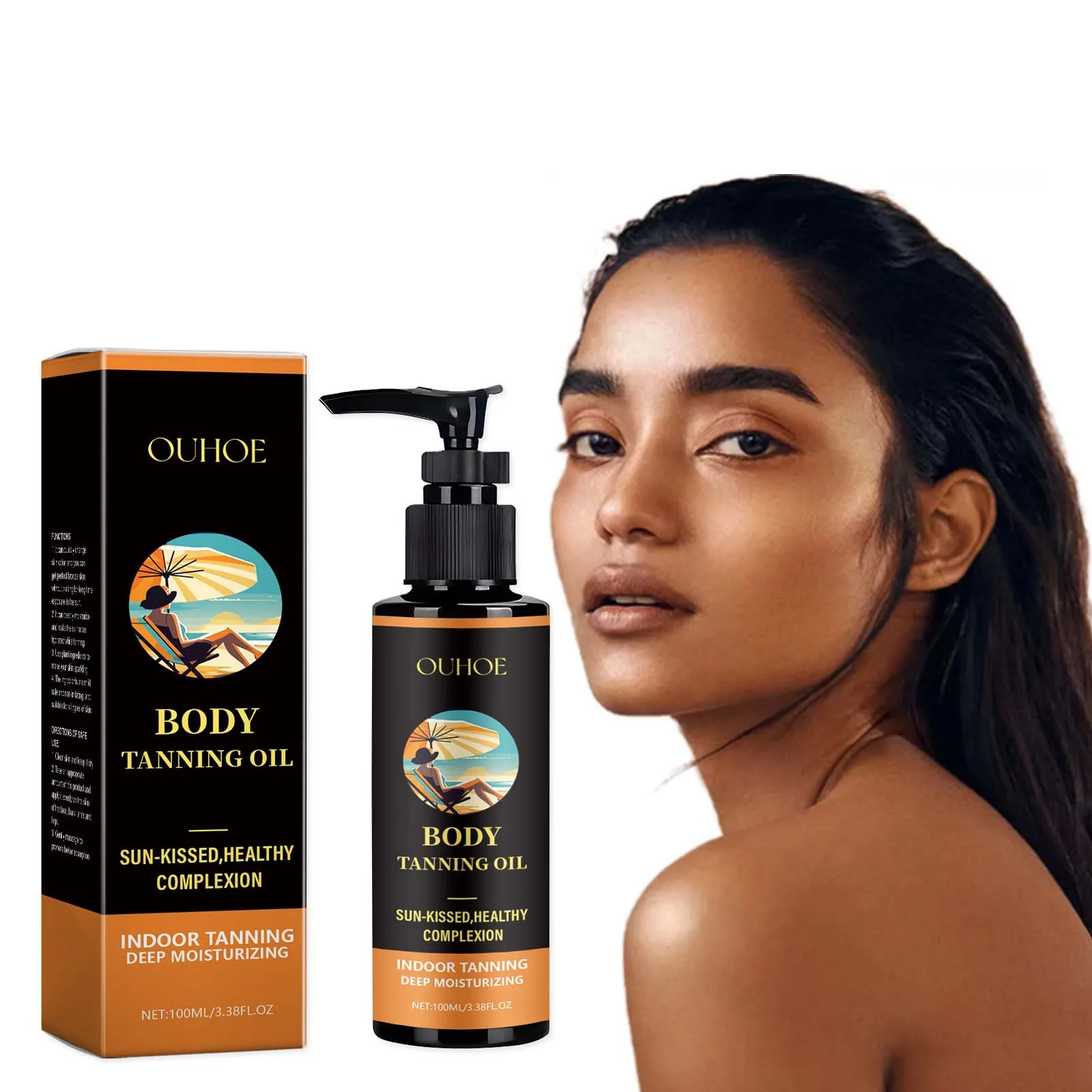 Body Tanning Oil Indoor Beach Sunbed Fake Tan Sunless Bronzing Liquid Hydrating Moisturizing Natural Bronzer Self Tanner Oil
