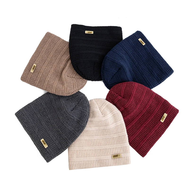 New Unisex Slouchy Winter Beanie Hats Plush Fleece Lined Warm Winter Cap Men Women Casual Decor Ski Sports Knitted Hats