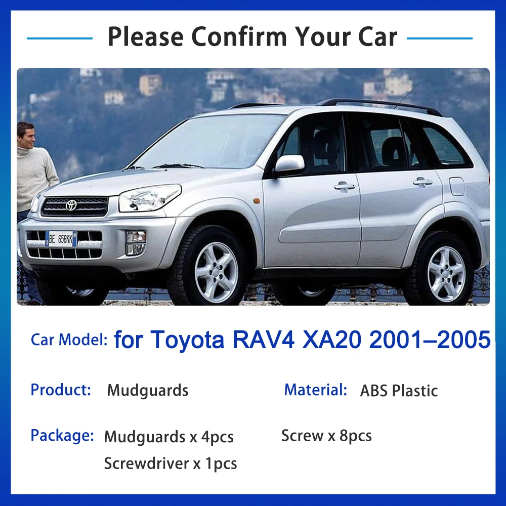 Paraspruzzi Per Toyota RAV4 XA20 (2001-2005) - Set 4 Pezzi In ABS, Anteriori E Posteriori