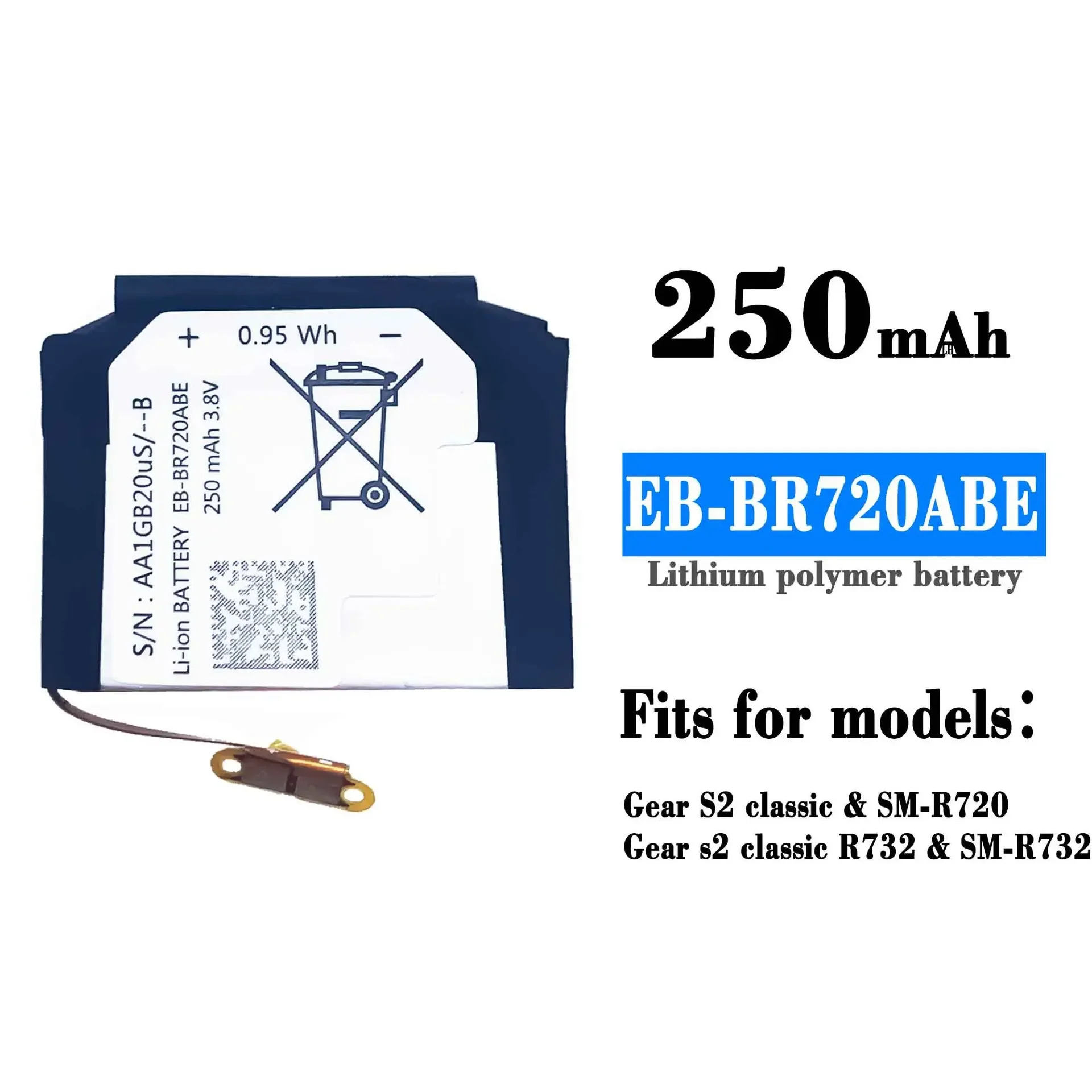 Eb-Br720Abe Batteria Per Orologio Di Alta Qualità Per Samsung Gear S2 Classic Sm-R720 R732 250Mah Nuovo Orologio Integrato Bateria