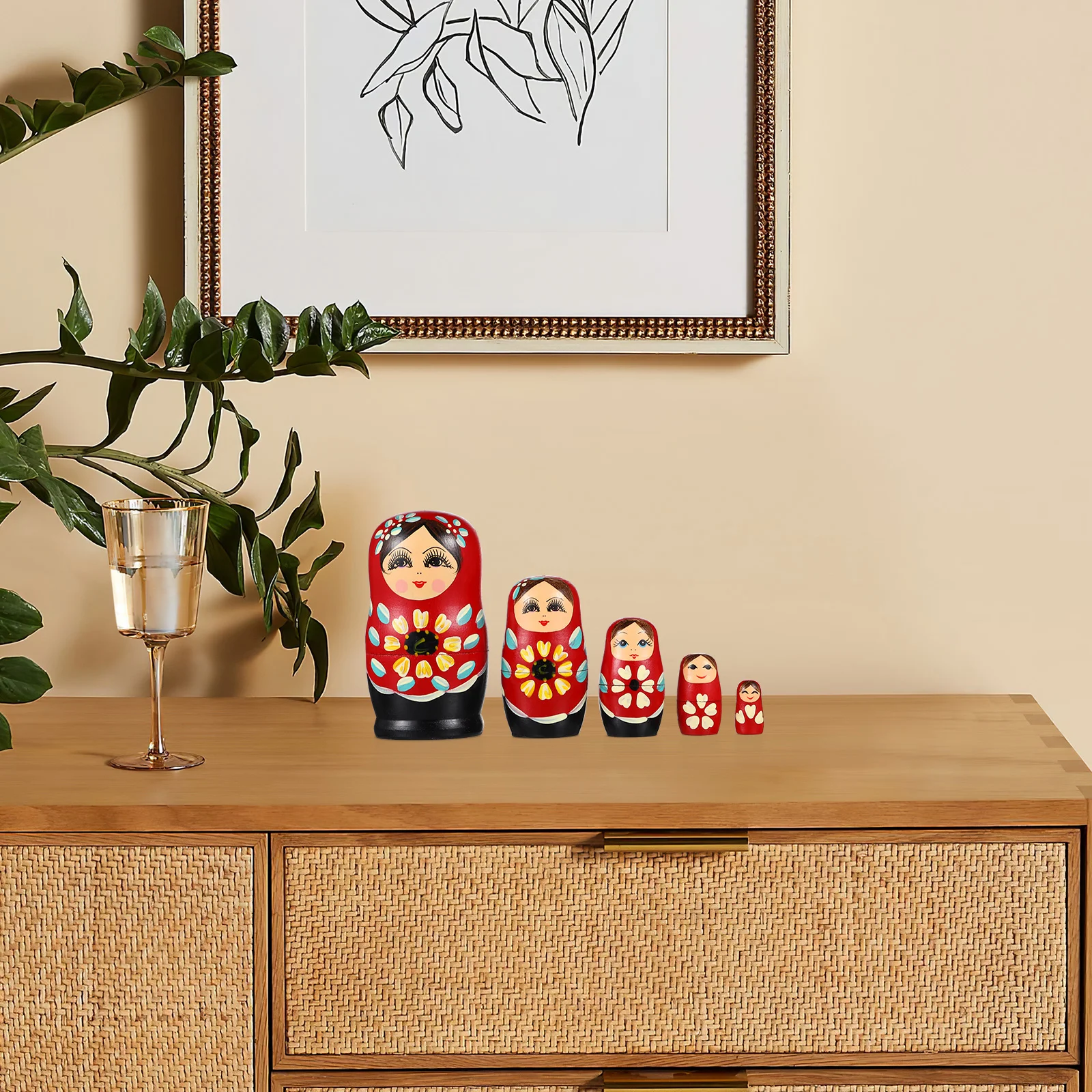 Matryoshka Russian Dolls for Kid Nesting Stacking Gift Funny Wood Adults Small Bright Color 5 Pcs nesting dolls
