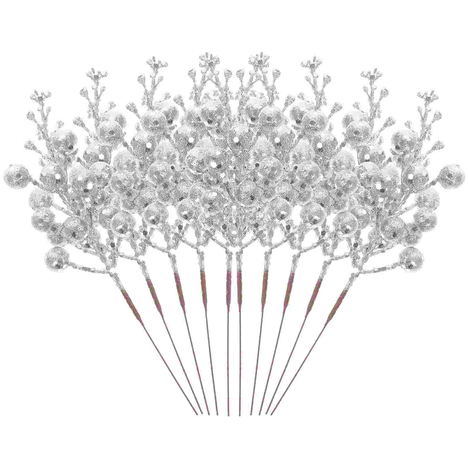 

Artificial Berry Stems Glitter Fake Berry Branch for Christmas Tree Wreath Decorations