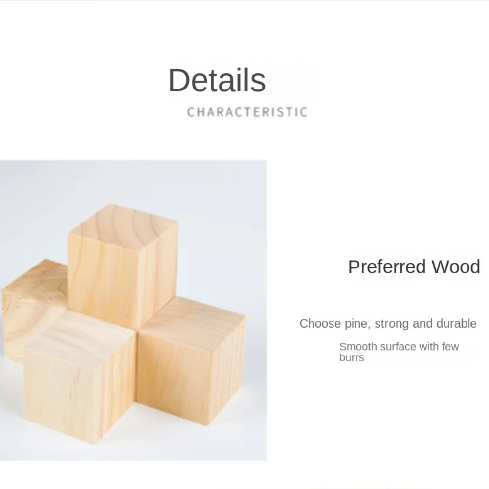 Building Blocks Wooden Toys Wooden Blocks Wooden Stacking Toys Stacking Blocks 10pcs Natural Wooden Cube Building Block Unfinished Blank Handmade Material Woodwork Craft Kindergarten Model