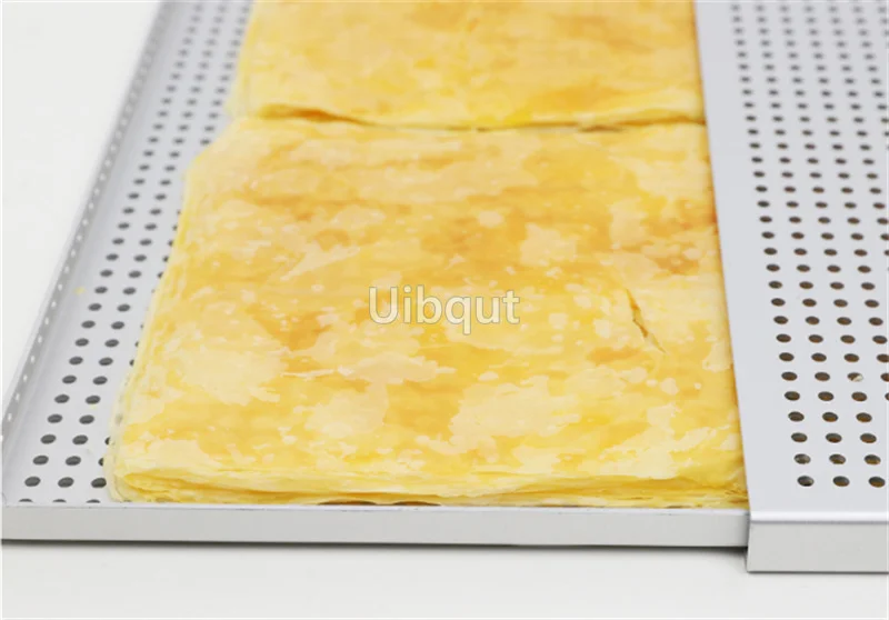 Bandeja para hornear hojaldre rectangular Mille Feuille molde para repostería plato perforado horno París tienda dulce b