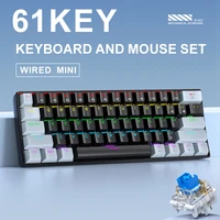 APAYADO K61 Mini Mechanical Keyboard,Wired,61 Keys,Phantom RGB, Black/White Red/Blue Mechanical Switch for Gaming,60% Portable 6